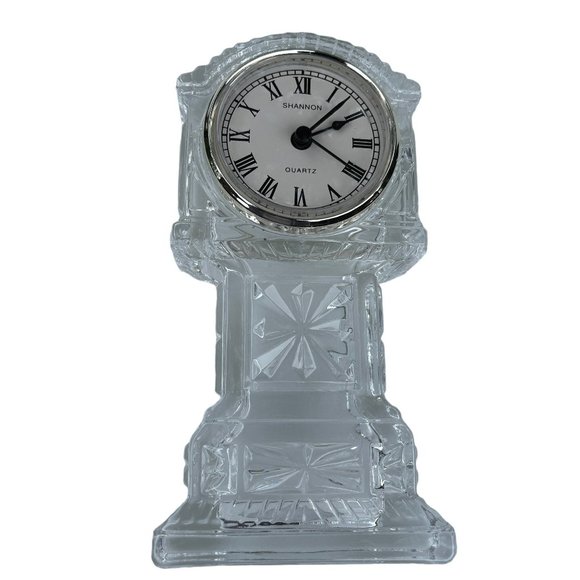 Vintage Shannon Crystal Clock Grandfather‎ Mini Desk Style Lead Crystal 7in - Picture 6 of 12